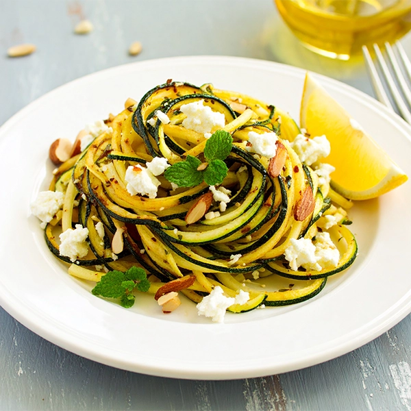 Shaved Zucchini Salad with Cheese, Lemon and Toasted Almonds
